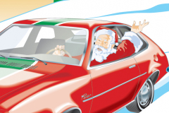 Christmas greeting, Santa is now enjoying a downsized ride!